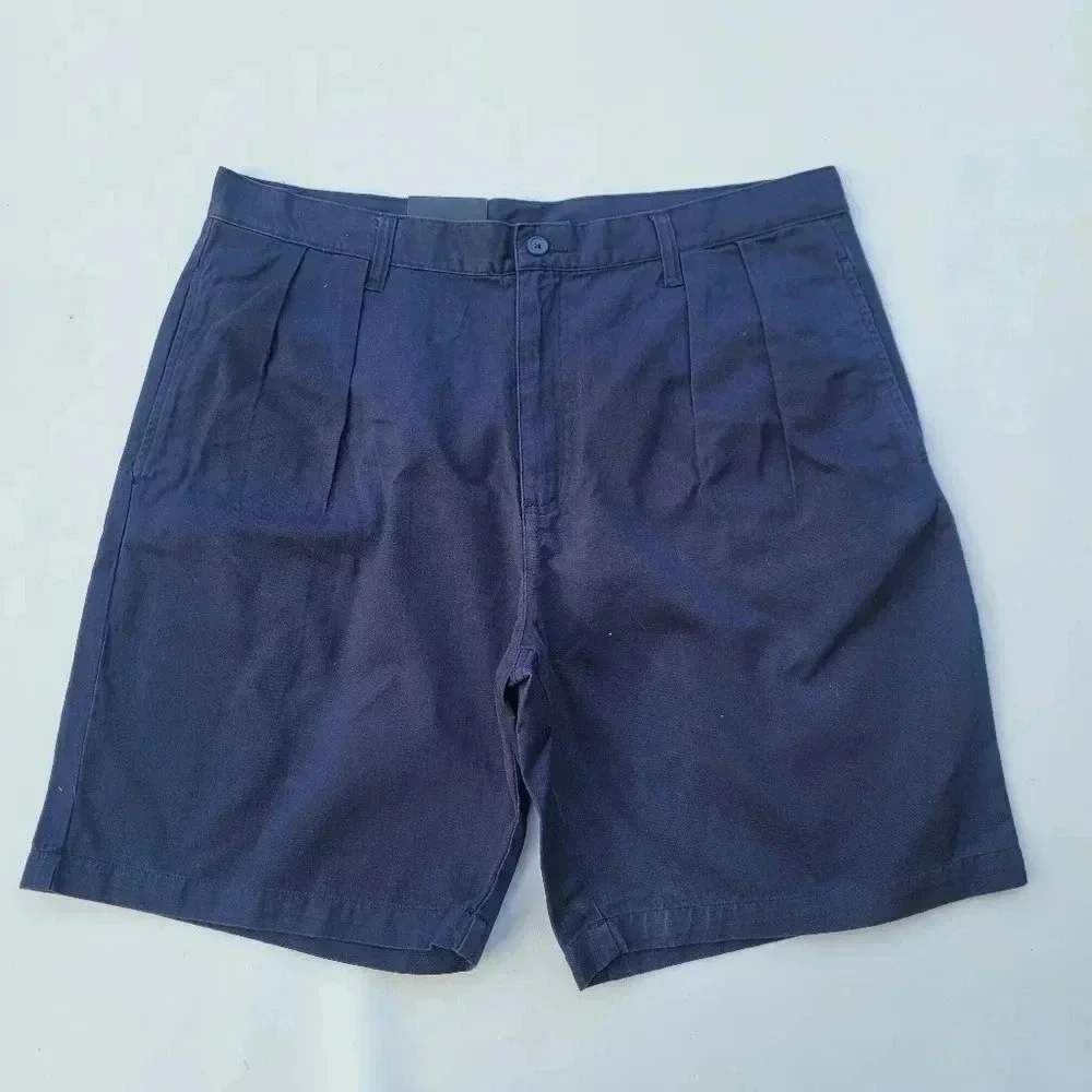 NWT $40 George & Martha Navy Blue Pleated Chino Men's Shorts Size 38